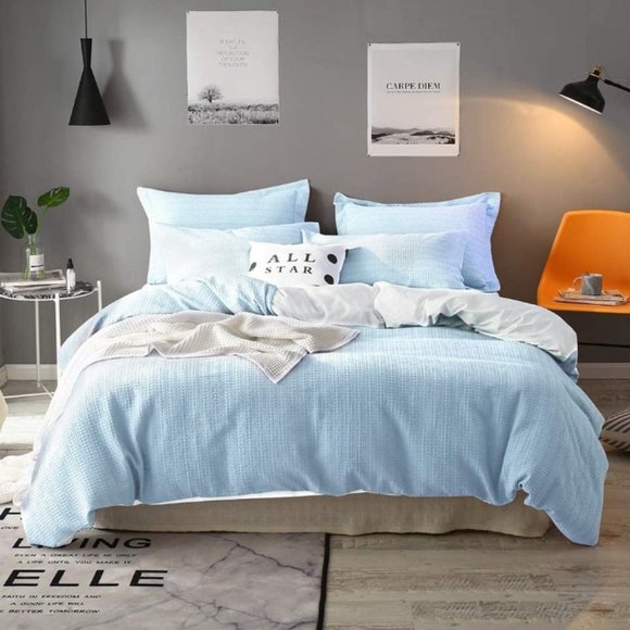 Pinzon Bedding Waffle Weave Duvet Cover Set W 2 Shams 0 Cotton Lt